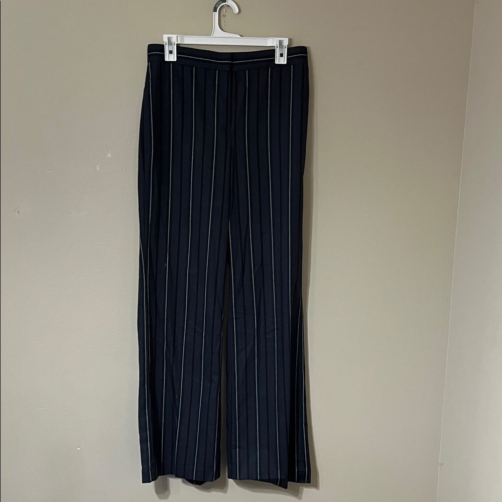 Ann Taylor Navy Striped Wide Leg Pants